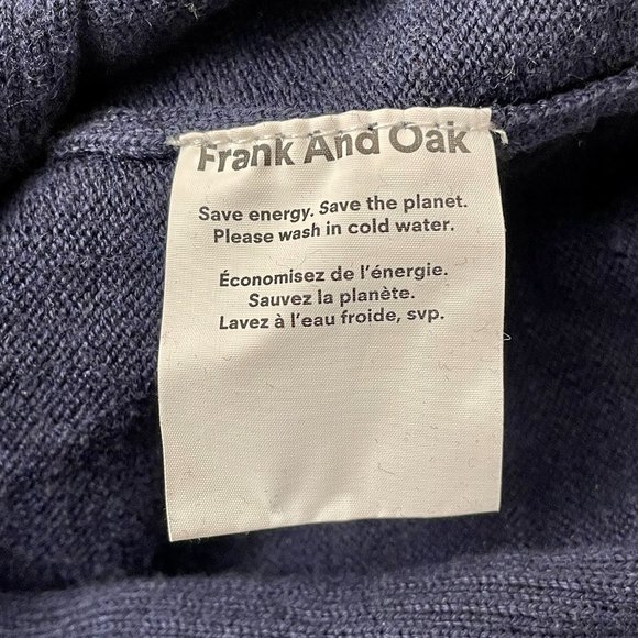 Men's Frank And Oak Ribbed Crew Neck Sweater, Navy Blue, Size L - Picture 7 of 8